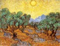 Olivenbäume mit gelbem Himmel und Sonne Vincent van Gogh
